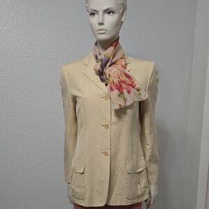 Talbots Cream Blazer with Notched Collar and Tailored Fit